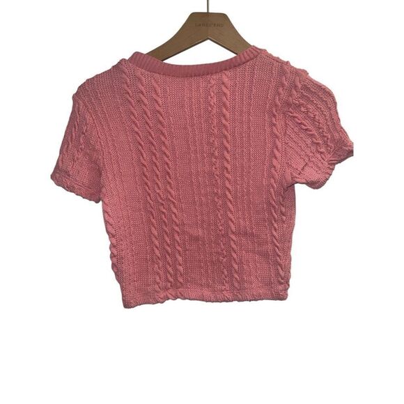 ✨Zara Pink Jacquard Crop Pink Sz Small Top✨ - Picture 8 of 10